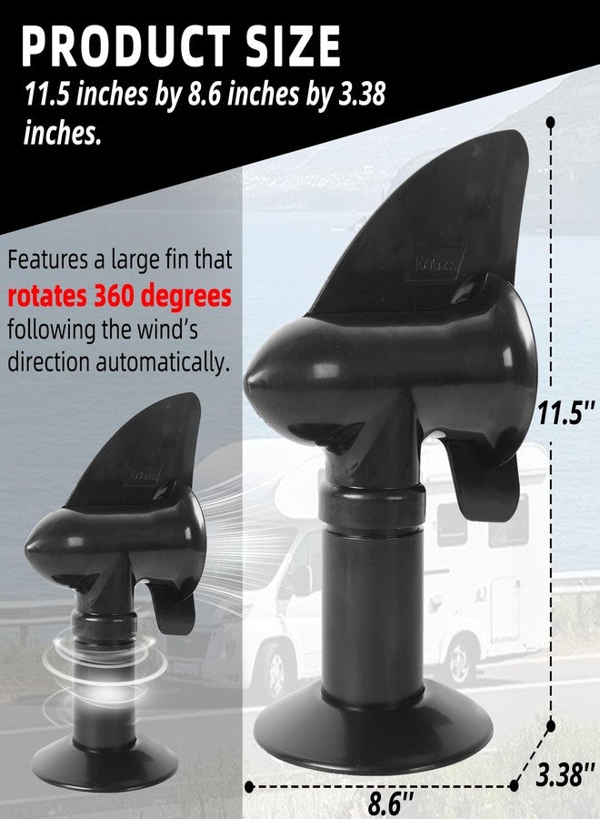 TonGass (1-Pack, Black RV Rotating Sewer Plumbing Vent Cover for RV Rotating Holding Tank Vent Wind-Powered Cover Draws Holding Tank Odors Out - Rotates 360 Degrees - Includes Mounting Hardware - Image 2
